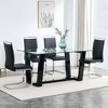 NicBex Dining Table for 4 Morden 63" Dining Table Dining Room Table with Pedestal Base and Glass Top for Kitchen - 3 of 4