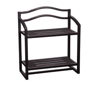 Household Essentials 2 Tier Metal Wall Mount Bathroom Storage Rack Espresso Brown: Over Toilet Shelves, Universal Storage - 1 of 4