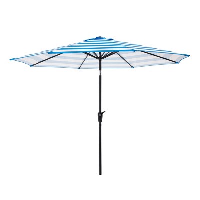 Pure Garden 9 Ft Patio Umbrella, Blue and White