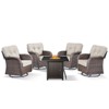 Buenhomino 5 Piece Patio Furniture Set,Wicker Swivel Rocker Patio Chairs Set of 4 with 30'' Fire Pit Table Outdoor Furniture Set - 2 of 4