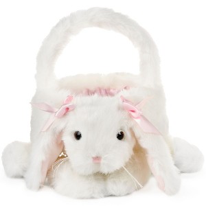 Bearington White Bunny Rabbit The Plush Basket Bunny, 12 x 13 Inch Bunny Basket, Basket for Babies - 1 of 4