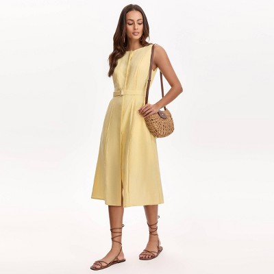 Женские платья A New Day Women's Belted Midi Dress - A New Day™ Yellow L — фото 5