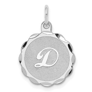 Black Bow Jewelry Sterling Silver, Sarah Collection 15mm Brocaded Disc Initial D Pendant - 1 of 4