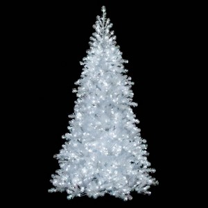 Vickerman 7.5'x54" White Iridescent Spruce Artificial Pre-Lit Christmas Tree - 1 of 4