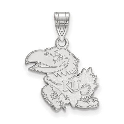 Black Bow Jewelry 14k White Gold Kansas Jayhawks NCAA Medium Pendant