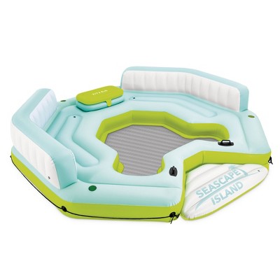 Intex Seascape Island Inflatable Ultimate Water Hangout Lounge with Built In Cooler Area, Cup Holder, and Oversized Backrests for Adults