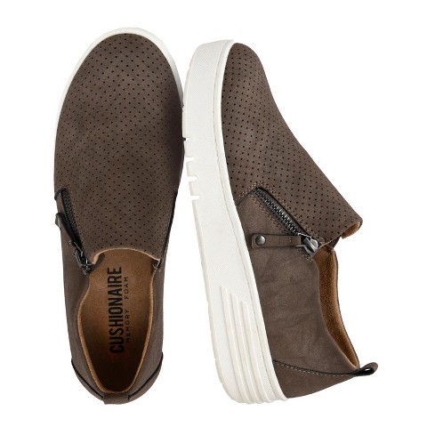 Женские кроссовки CUSHIONAIRE Platform Slip On Womens Sneakers, Casual Perforated Fashion Sneakers for Women with Supportive Comfort Design, Grey 7.5