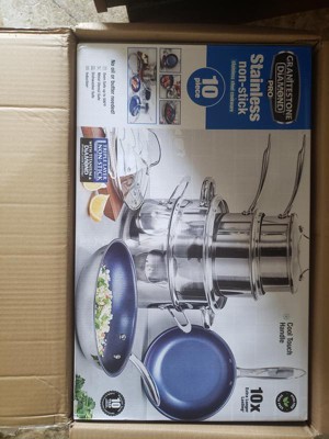 Granitestone Blue Stainless Steel 10 Piece Cookware Set : Target