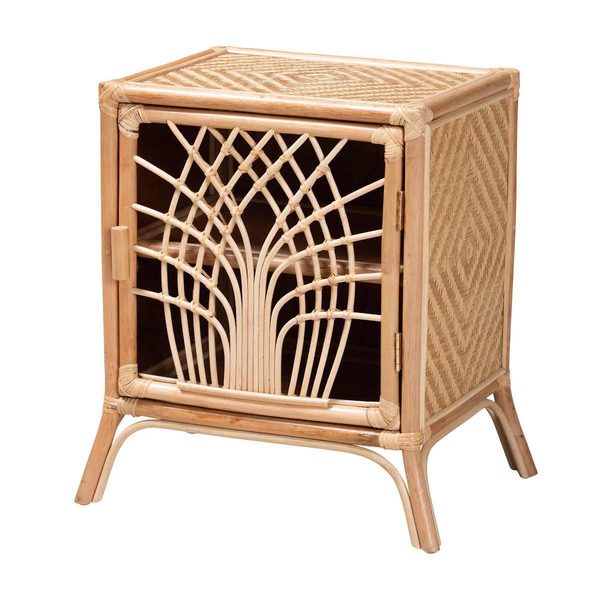 bali & pari Danna Modern Bohemian Natural Brown Rattan Nightstand - thumbnail 2