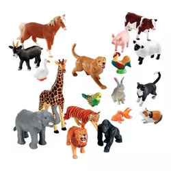 Kaplan Early Learning Company Jumbo Animals Set of 18 - Farm, Jungle, & Pets
