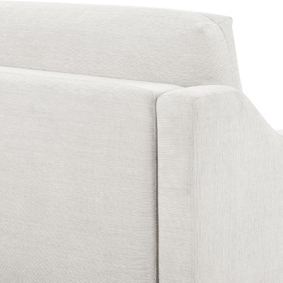 Cream Fabric Queen Sleeper Sofa with Natural Wood Legs
