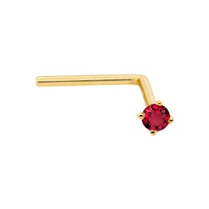 Jewelry Avalanche 22G 14K Gold L-shape Nose Stud with Ruby Gemstone - 1 of 2