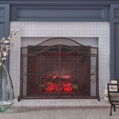 NicBex Lattice Fireplace Screen Fireplace Cover Large Double Panel with Hinged Doors for Living Room