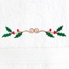 Linum Home Textiles Embroidered Hand Towels with Holly Border (Set of 2) - 3 of 3