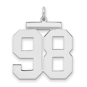 Black Bow Jewelry Sterling Silver, Athletic Collection, Large Polished Number 98 Pendant - 1 of 3