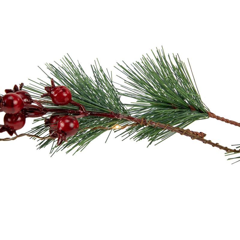 Northlight Pre-Lit Battery Operated Pine and Berry Christmas Garland - 6.5' - Warm White LED Lights, 5 of 7