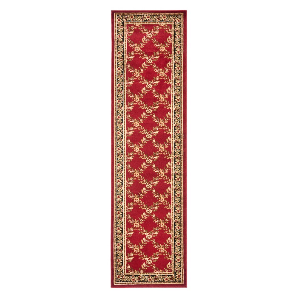 2'3inx8' Floral Loomed Runner Red/Black - Safavieh