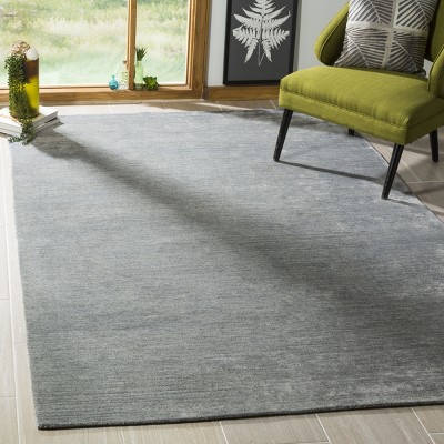 Handmade Dark Grey Wool and Viscose 6' x 9' Area Rug