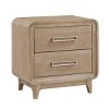 Modern Wood Nightstand with 2 Storage Drawers,Curved Corners Nightstand for Bedroom,Natural Wood Finish Rectangular Nightstand-Coolbibila - 2 of 4