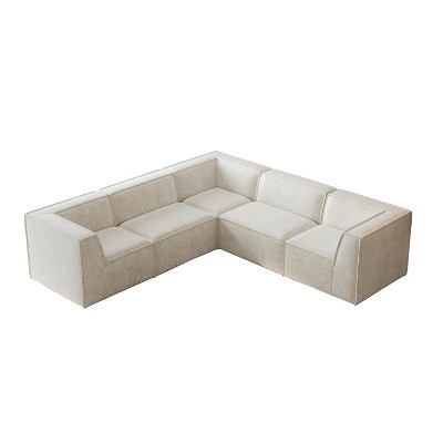 NicBex 106 Inch Chenille Modular L Shaped Sectional Sofa Foam-Filled Compressed Sofa for Living Room,Bedroom,Beige