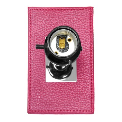 21" Hot Pink Leather Rectangular Nightstand Lamp with White Shade