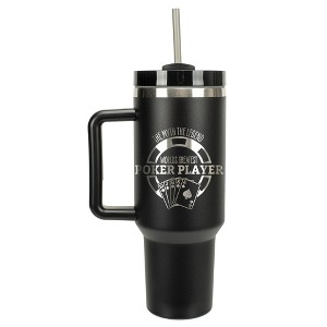 100 North World's Greatest Poker Player Chip & Cards Wrap-Around 40 Oz. Stainless Steel Water Bottle Coffee Mug, Spill & Leak Resistant, Travel - 1 of 4