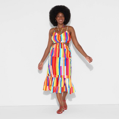 Pride Adult Rainbow Midi Cutout Dress