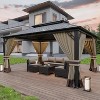 ALAULM 12' x 16' Hardtop Outdoor Metal Gazebo with Galvanized Steel Double Roof Canopy, Curtain and Netting - 2 of 4
