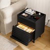 WOWLIVE Wooden Nightstand with 2 Drawers, Modern Bedside Table with Outlets & LED Lights, File Cabinet - 3 of 4