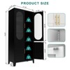 GlasFlength Decorative Storage Cabinets, 2 Fluted Glass Doors Simple Elegant Design for Living Room, Black, 31.5"*15.375"*71" - 3 of 4