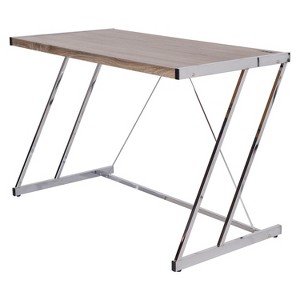 Writing Desk Acme Furniture Weathered Oak Chrome, WeatherEd Brown Grey
