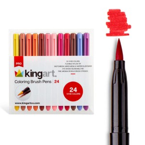 KINGART PRO Coloring Brush Pens 24 Colors - 1 of 4