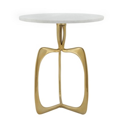 20" Metal Accent Table with White Marble Gold - Sagebrook Home