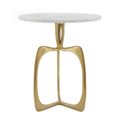 20" Metal Accent Table with White Marble Gold - Sagebrook Home