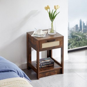 Streamdale Rattan End Table With Drawer, Modern Nightstand, Side Table For Living Roon, Bedroom - 1 of 4