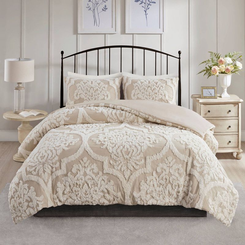 3pc Eugenia Cotton Damask Comforter Set , 4 of 10