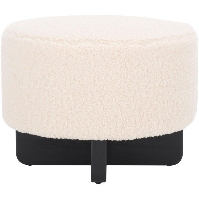 Riah Faux Shearling Round Ottoman - Safavieh