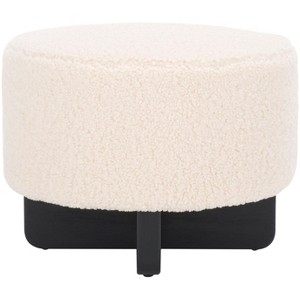 Riah Faux Shearling Round Ottoman - Safavieh - 1 of 4