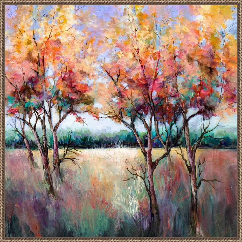 Amanti Art 30x30 End of Summer Trees by Karen Hale Framed Canvas Wall Art Print