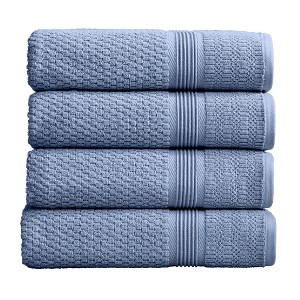 Market & Place 4-Piece Cotton Textured Quick Dry Bath Towel Set - 1 of 4