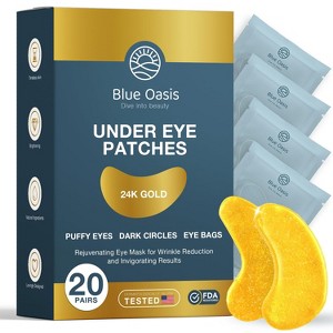 Under Eye Patches for Puffy Eyes and Dark Circles – 24k Gold Under Eye Masks for Puffiness, 20 Pairs Gold Under Eye Mask Patches for Puffy Eyes - 1 of 4