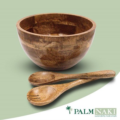 Palm Naki Premium Acacia Wood Salad Bowl and Servers Set - Thumbnail 4