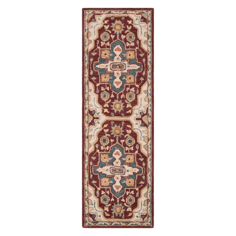 2'3inx7' Runner Medallion Tufted Red/Blue - Safavieh