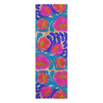 Sewzinski BIG PINK AND BLUE FLORALS 24" x 70" Yoga Mat Towel - Society6