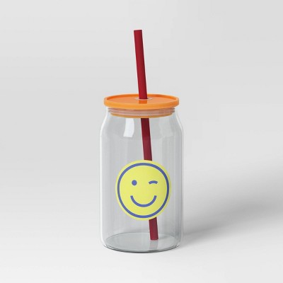 17oz Glass Smiley Straw Tumbler - Room Essentials™