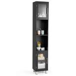 Costway 71'' Tall Tower Bathroom Storage Cabinet Organizer Display Shelves Bedroom Grey\Brown\Black