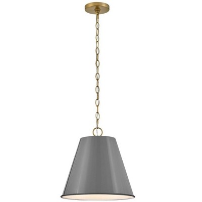 Blake French Gray Lacquered Brass LED Drum Pendant Light