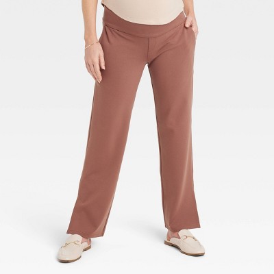 Image of Under Belly Wide Leg Ponte Maternity Pants - Isabel Maternity by Ingrid & Isabel™ Brown XXL