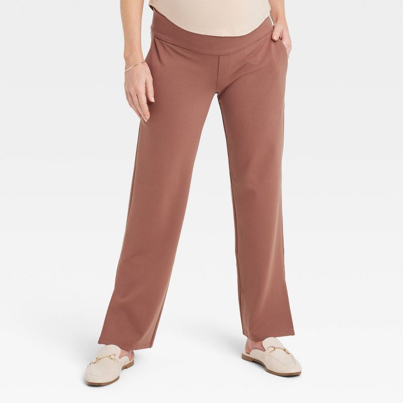 Under Belly Wide Leg Ponte Maternity Pants - Isabel Maternity by Ingrid & Isabel™ Brown, 1 of 6
