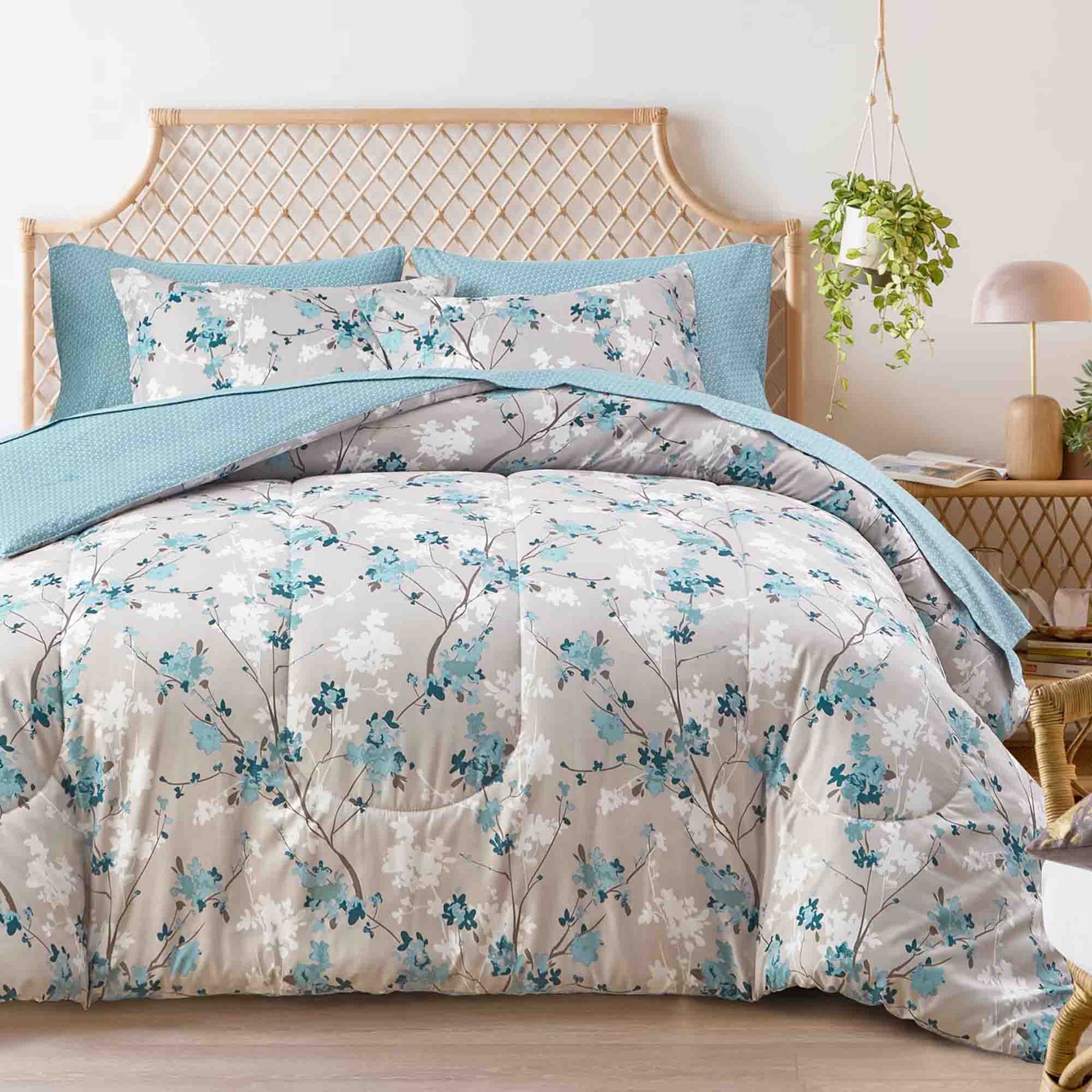 BAGOKIE 7 Pieces Reversible Bed in a Bag Comforter Set